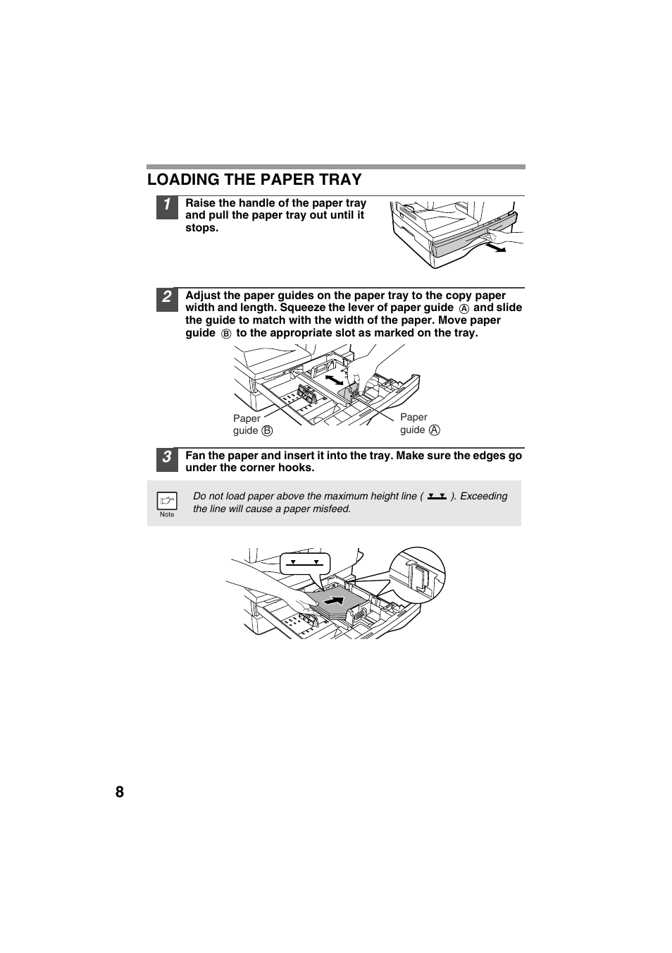 8loading the paper tray | Sharp AR-157E User Manual | Page 10 / 84