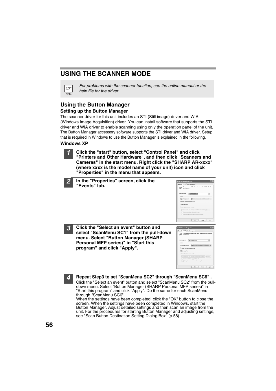 56 using the scanner mode | Sharp AR-157E User Manual | Page 58 / 84