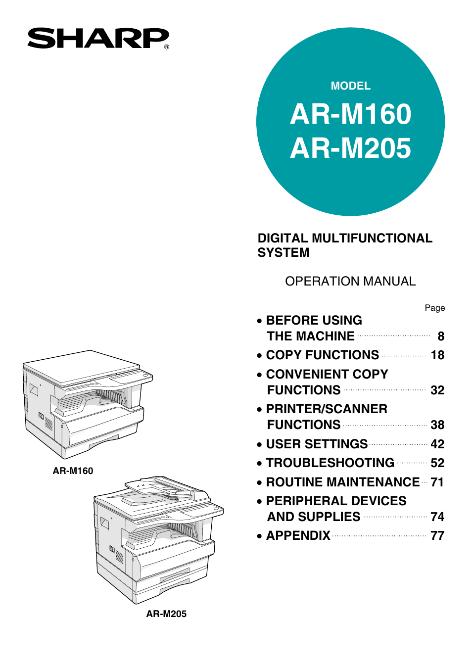 Sharp AR-M205 User Manual | 96 pages