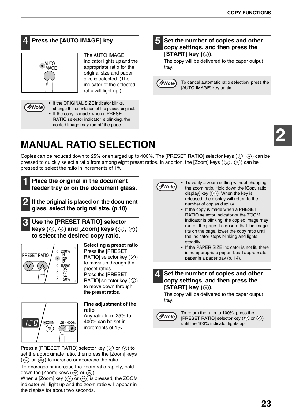Manual ratio selection | Sharp AR-M205 User Manual | Page 25 / 96