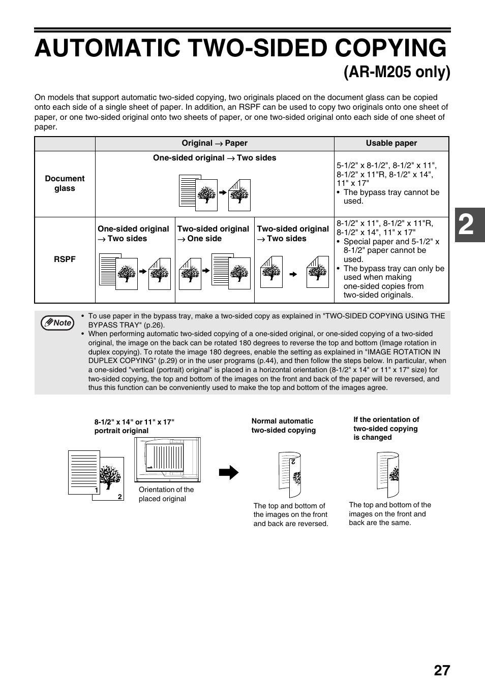 Automatic two-sided copying, Ar-m205 only) | Sharp AR-M205 User Manual | Page 29 / 96