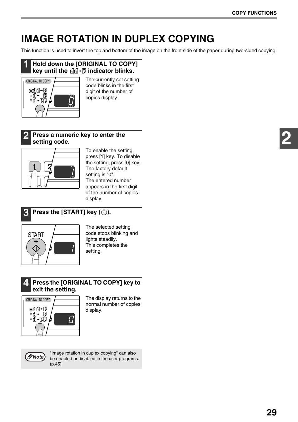 Image rotation in duplex copying | Sharp AR-M205 User Manual | Page 31 / 96