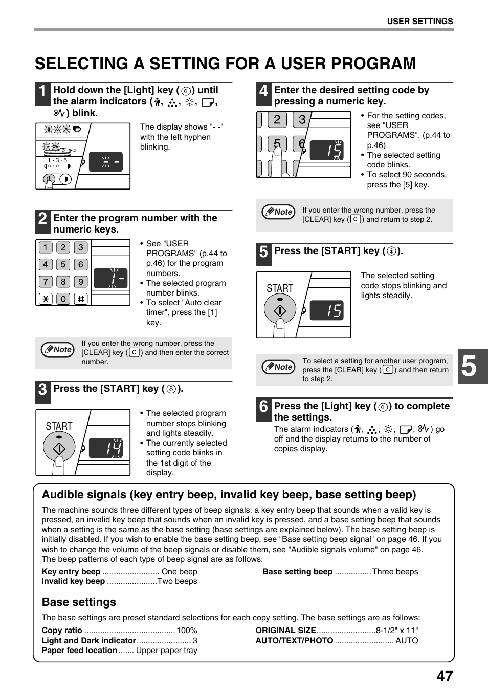 Selecting a setting for a user program 1 | Sharp AR-M205 User Manual | Page 49 / 96