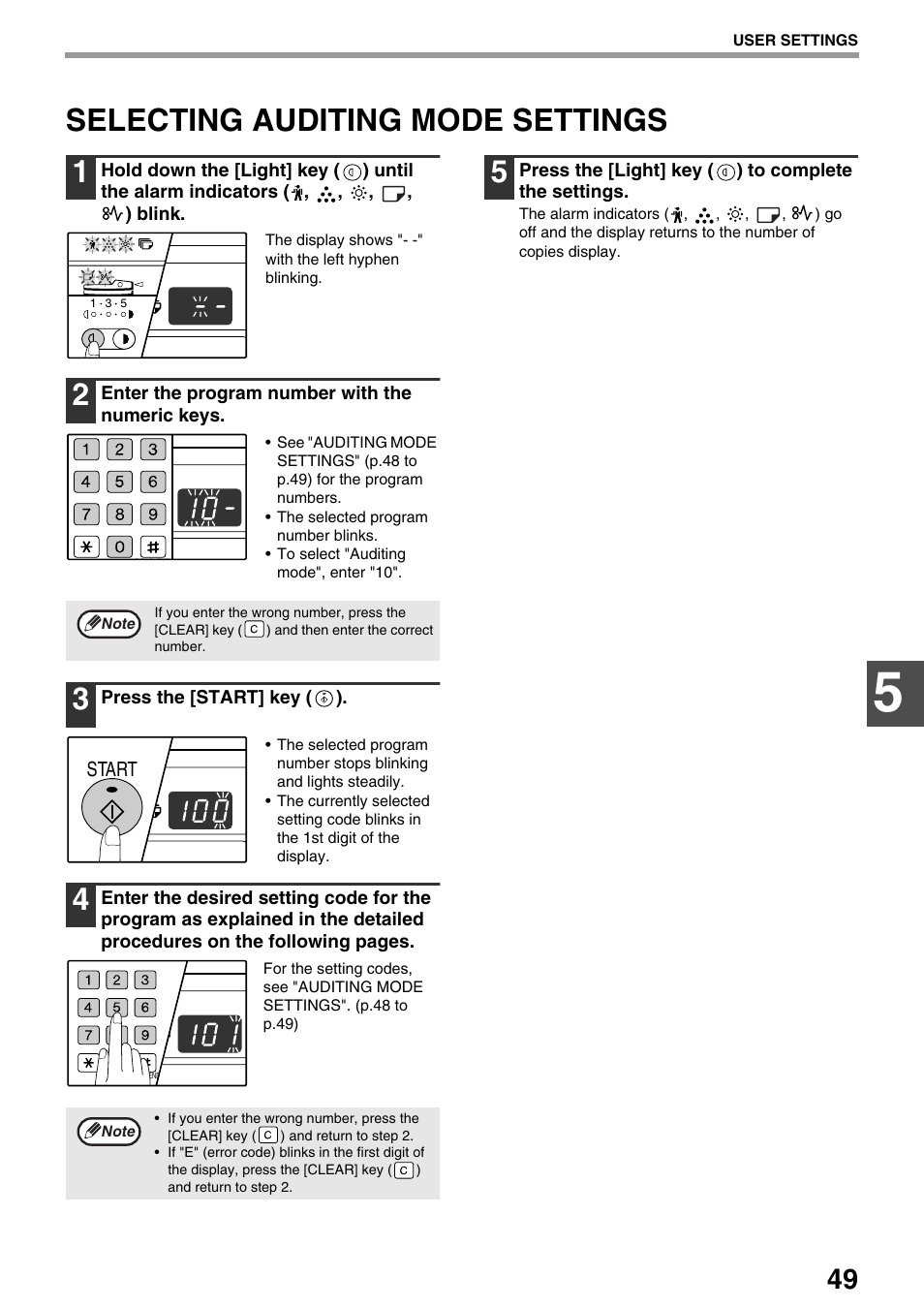 Selecting auditing mode settings 1 | Sharp AR-M205 User Manual | Page 51 / 96