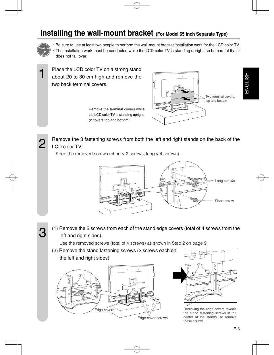 Installing the wall-mount bracket | Sharp AN-65AG1 User Manual | Page 6 / 11