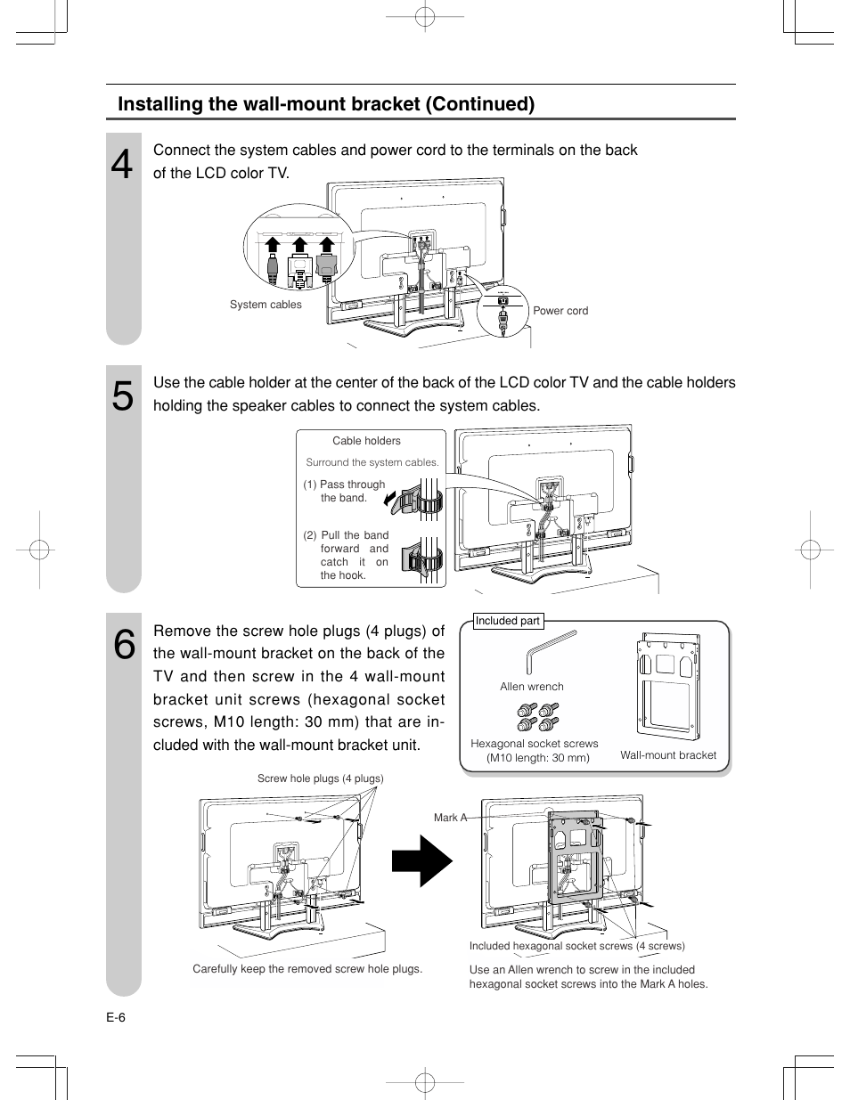 Installing the wall-mount bracket (continued) | Sharp AN-65AG1 User Manual | Page 7 / 11