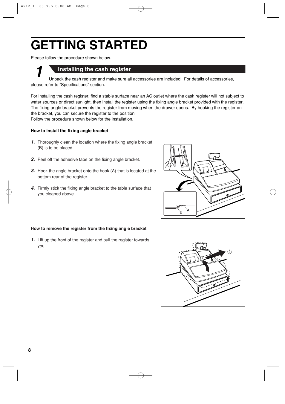 Getting started | Sharp XE-A212 User Manual | Page 10 / 82