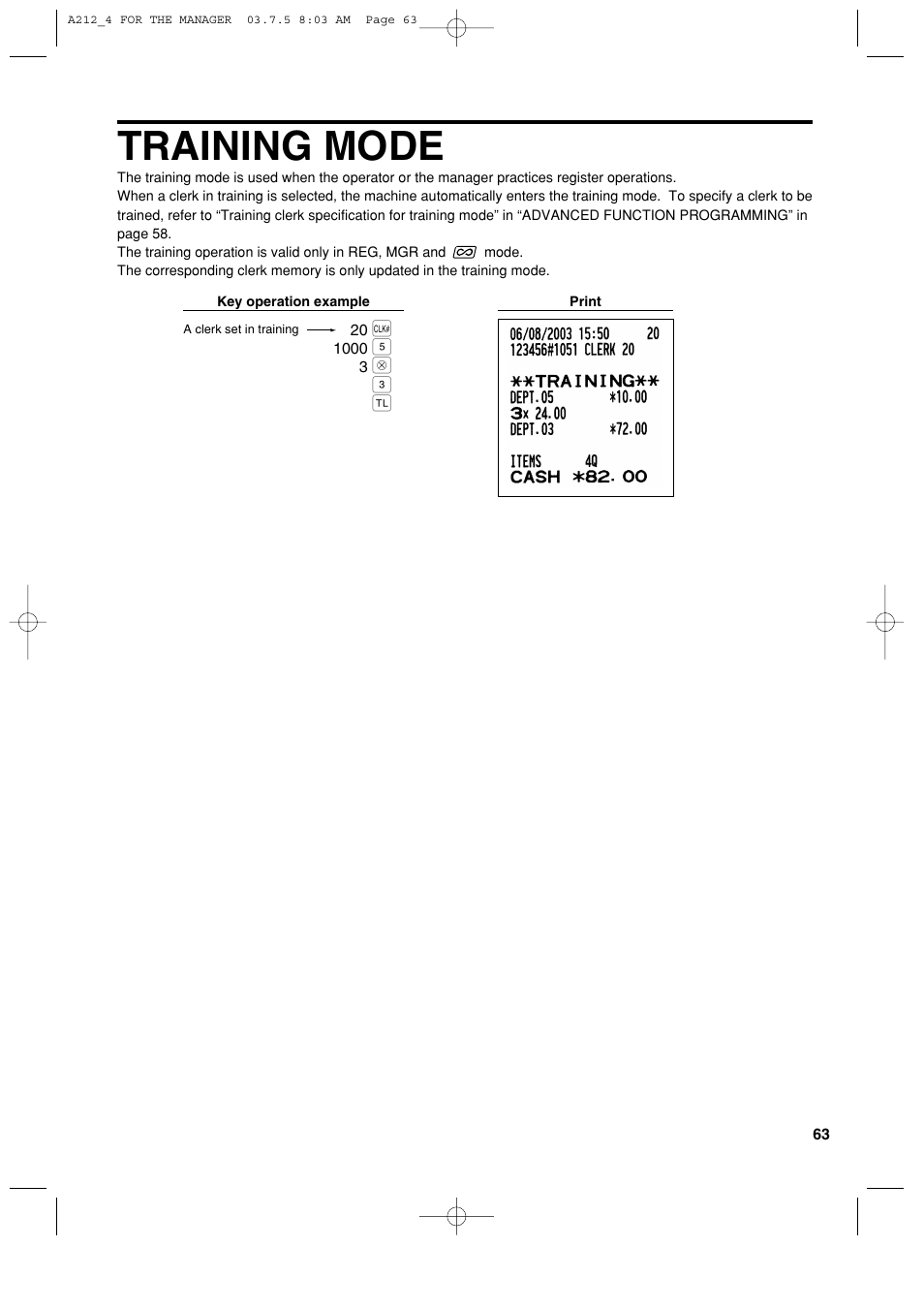 Training mode | Sharp XE-A212 User Manual | Page 65 / 82