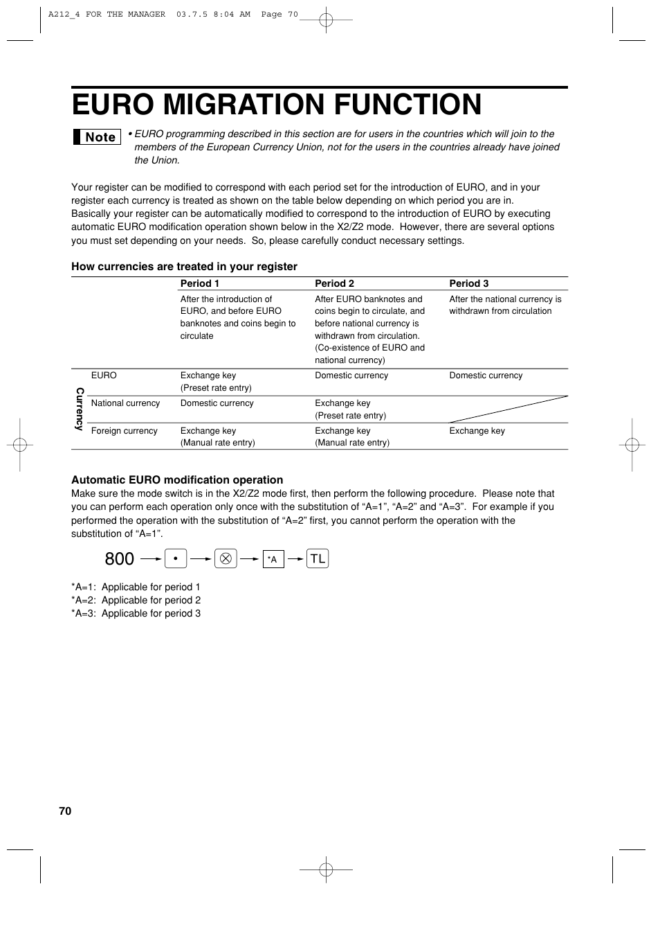 Euro migration function | Sharp XE-A212 User Manual | Page 72 / 82