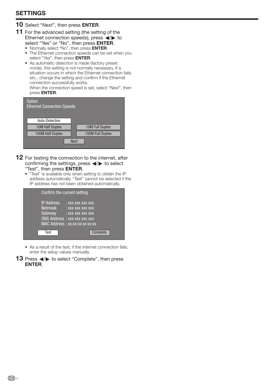 Settings | Sharp BD-HP210U User Manual | Page 42 / 54