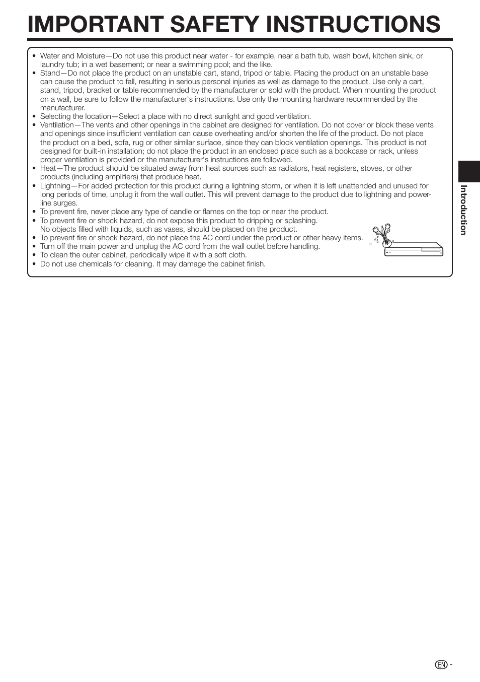 Important safety instructions | Sharp BD-HP210U User Manual | Page 7 / 54