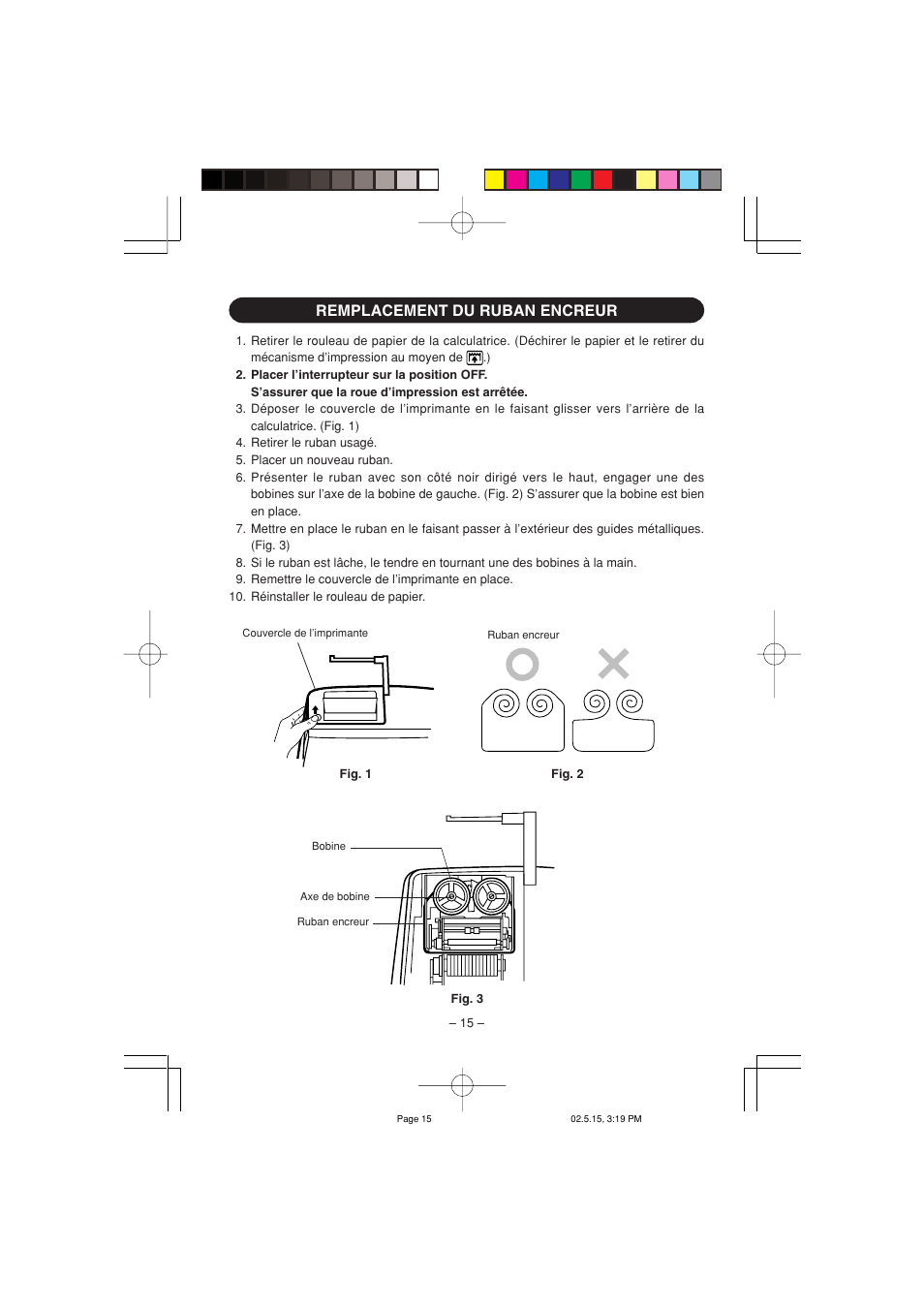 Remplacement du ruban encreur | Sharp CS-1194H User Manual | Page 17 / 48