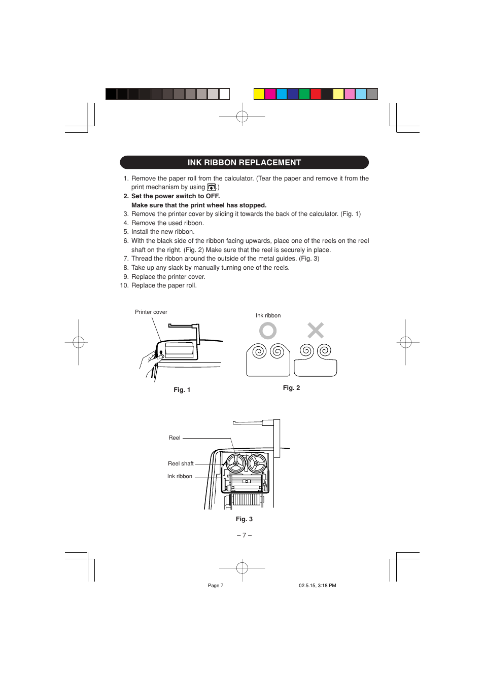 Ink ribbon replacement | Sharp CS-1194H User Manual | Page 9 / 48