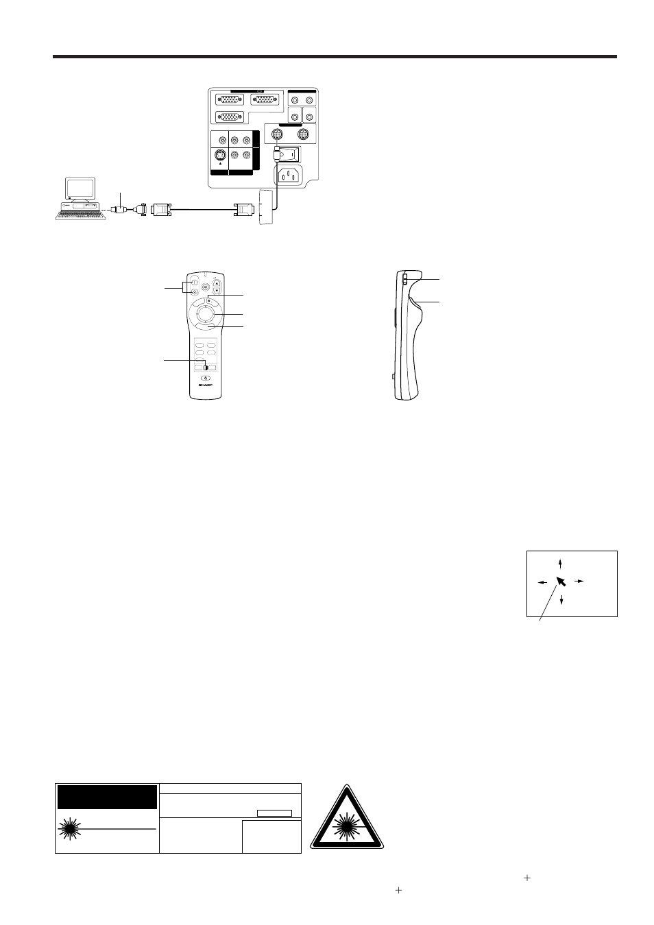 Wireless mouse functions, Caution, Connection example | Functions and operations, Mouse buttons, Mouse cursor | Sharp XG-NV2SB User Manual | Page 9 / 40