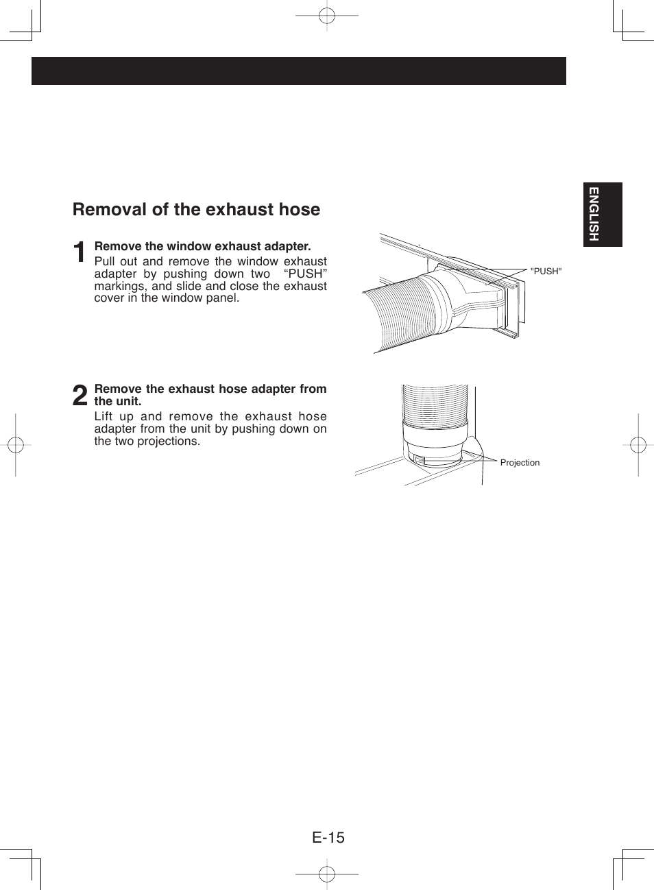 Removal of the exhaust hose | Sharp CV-13NH User Manual | Page 17 / 60