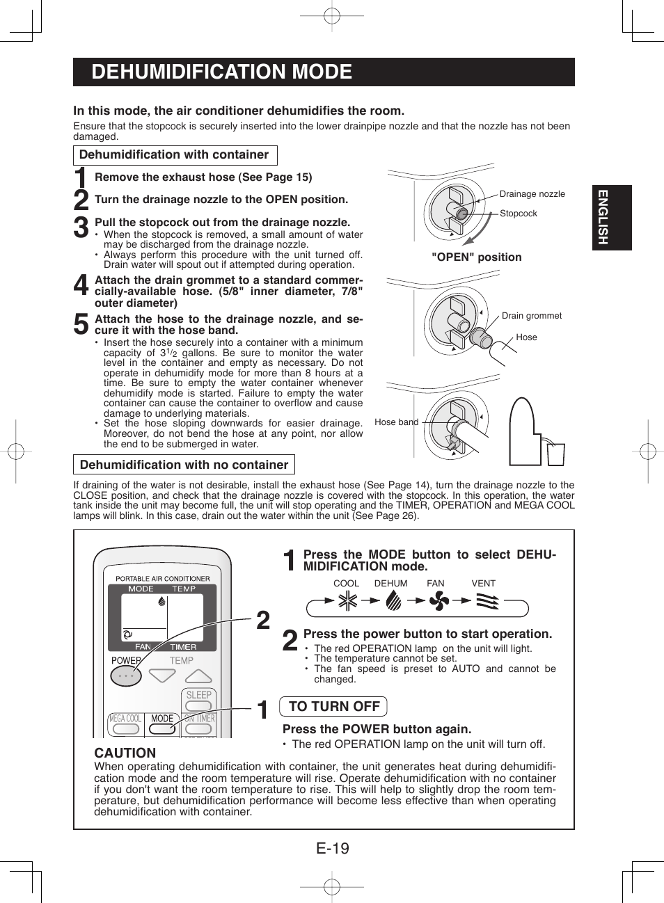 Dehumidification mode | Sharp CV-13NH User Manual | Page 21 / 60