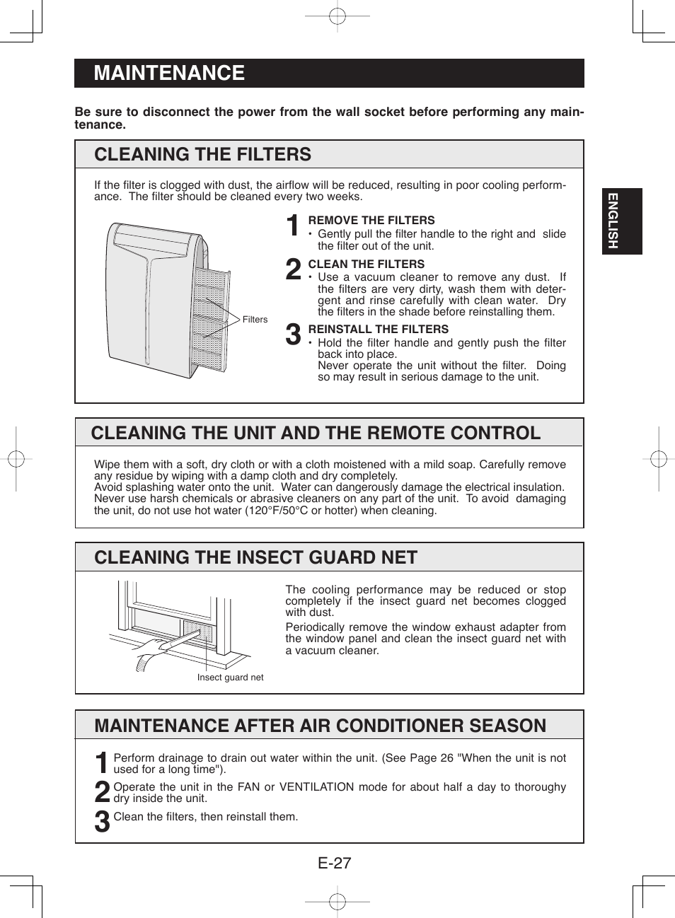 Maintenance | Sharp CV-13NH User Manual | Page 29 / 60