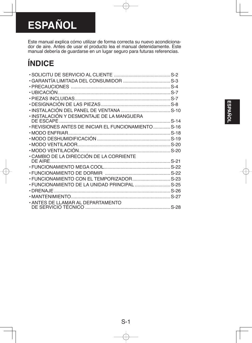 Español, Índice | Sharp CV-13NH User Manual | Page 31 / 60