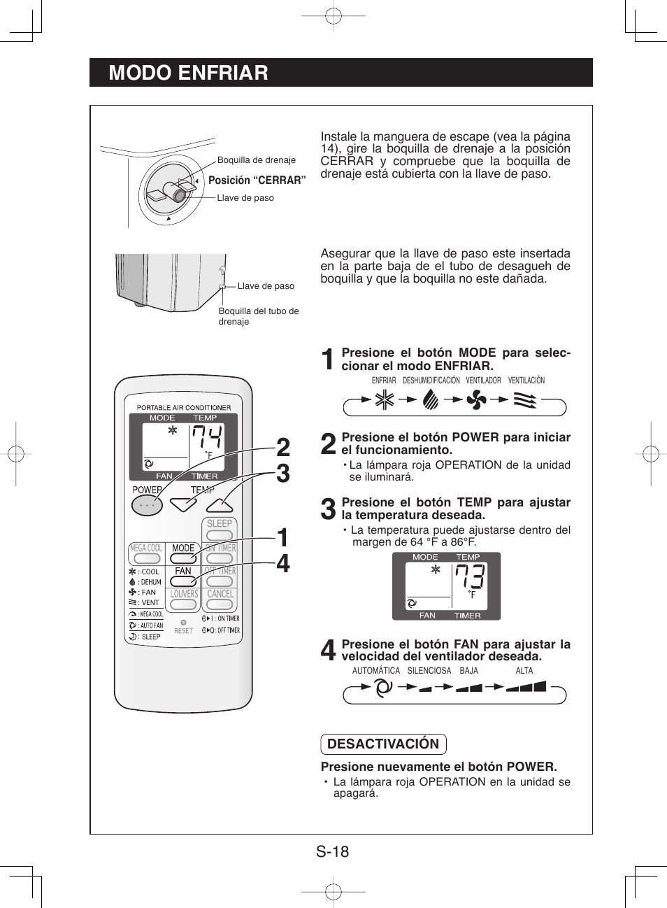 Modo enfriar | Sharp CV-13NH User Manual | Page 48 / 60