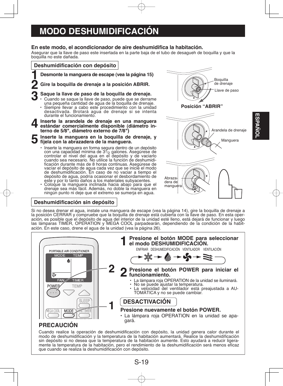 Modo deshumidificación | Sharp CV-13NH User Manual | Page 49 / 60