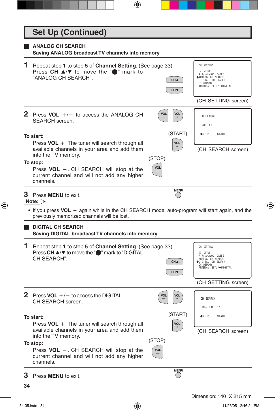 Set up (continued) | Sharp 32SC260 User Manual | Page 34 / 54