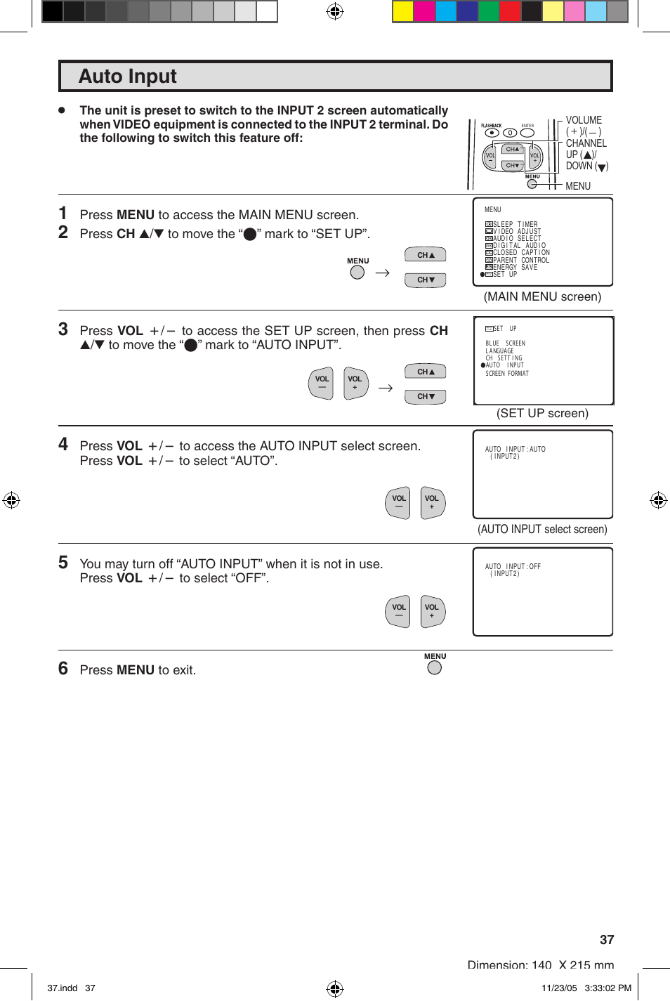 Auto input | Sharp 32SC260 User Manual | Page 37 / 54