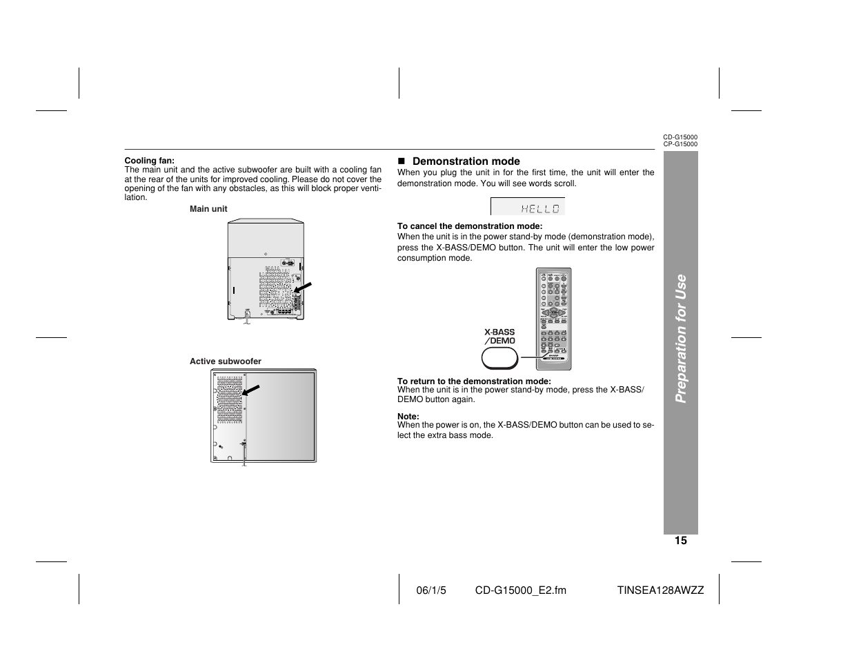 Preparation for use | Sharp CP-G15000 User Manual | Page 15 / 48