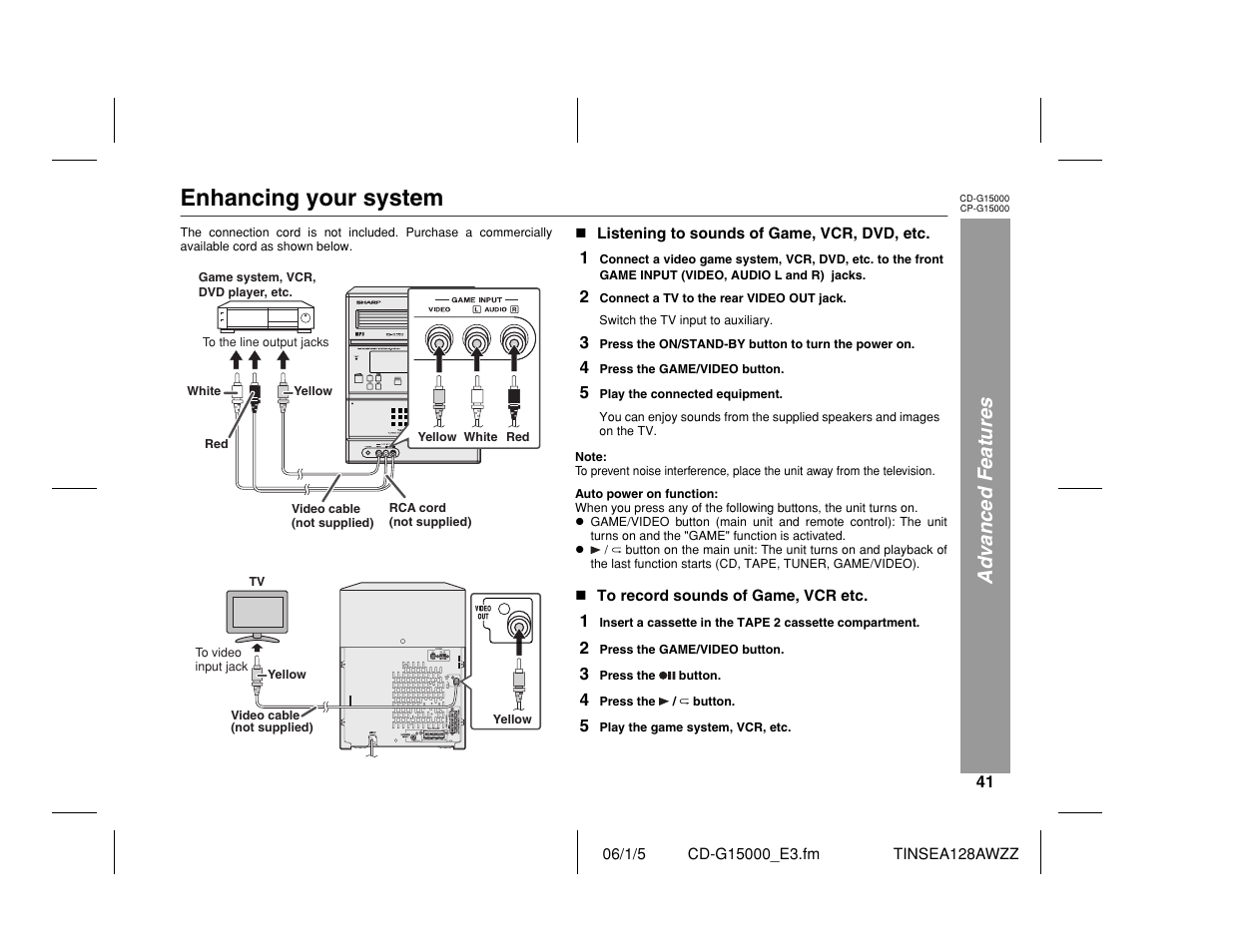 Enhancing your system, Advanced features | Sharp CP-G15000 User Manual | Page 41 / 48