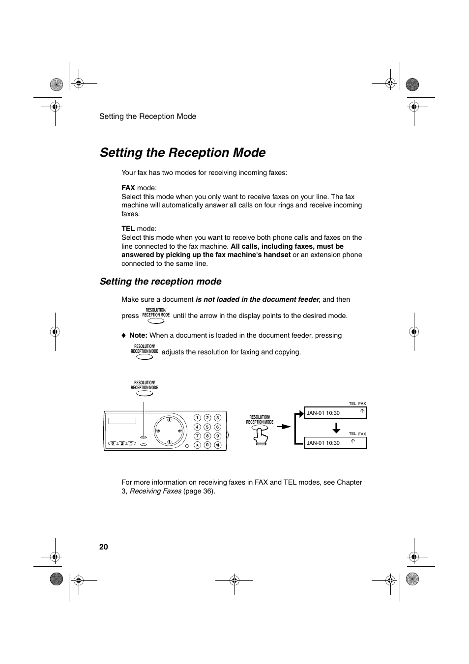 Setting the reception mode | Sharp UX-P200 User Manual | Page 22 / 80