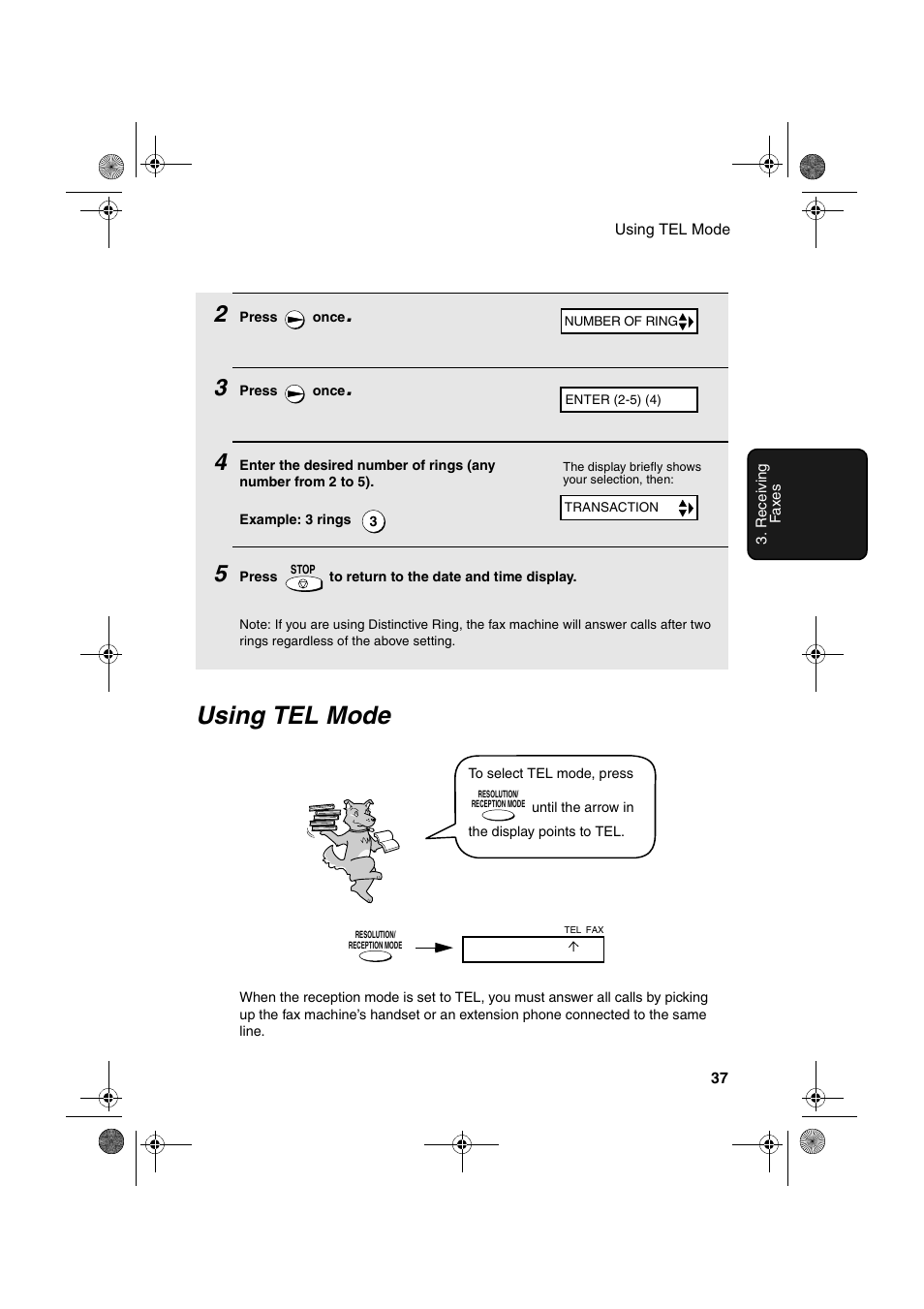 Using tel mode | Sharp UX-P200 User Manual | Page 39 / 80