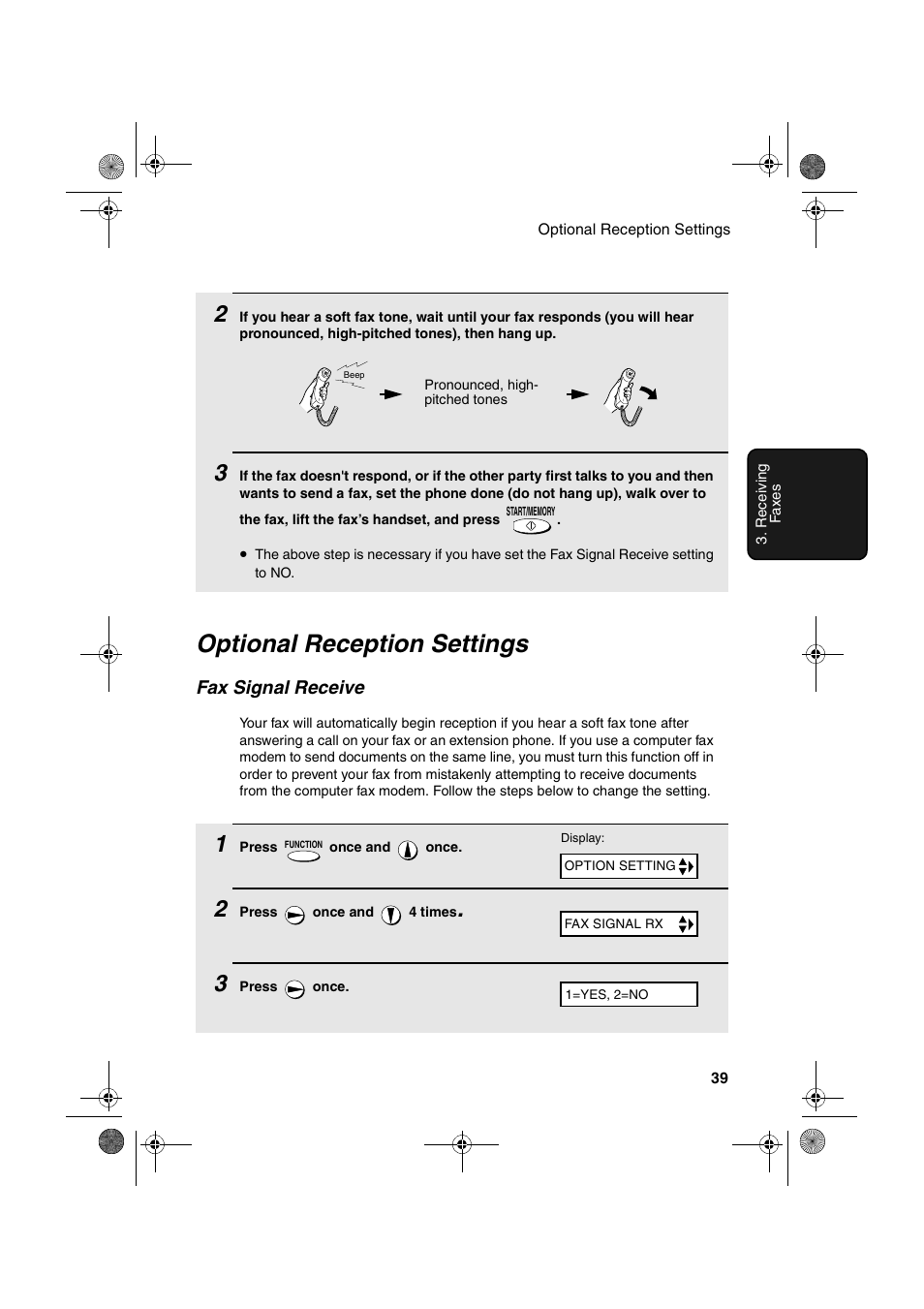 Optional reception settings | Sharp UX-P200 User Manual | Page 41 / 80