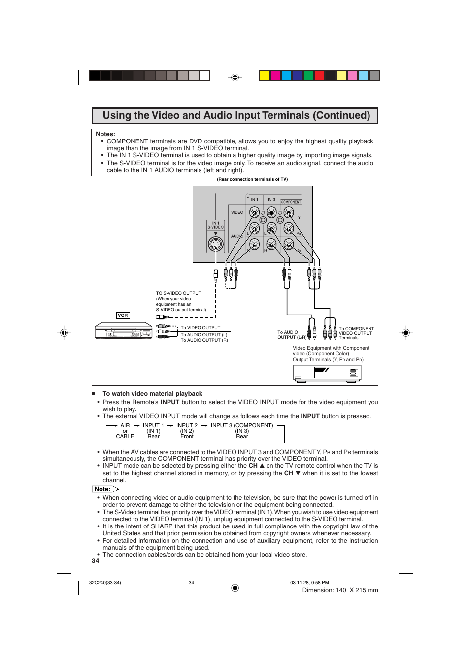 Sharp 32C240 User Manual | Page 34 / 48