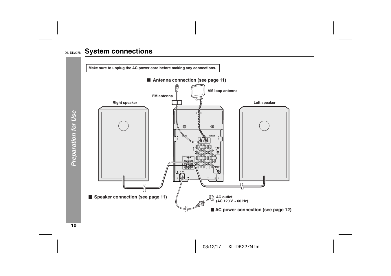 System connections | Sharp XL DK227N User Manual | Page 10 / 36