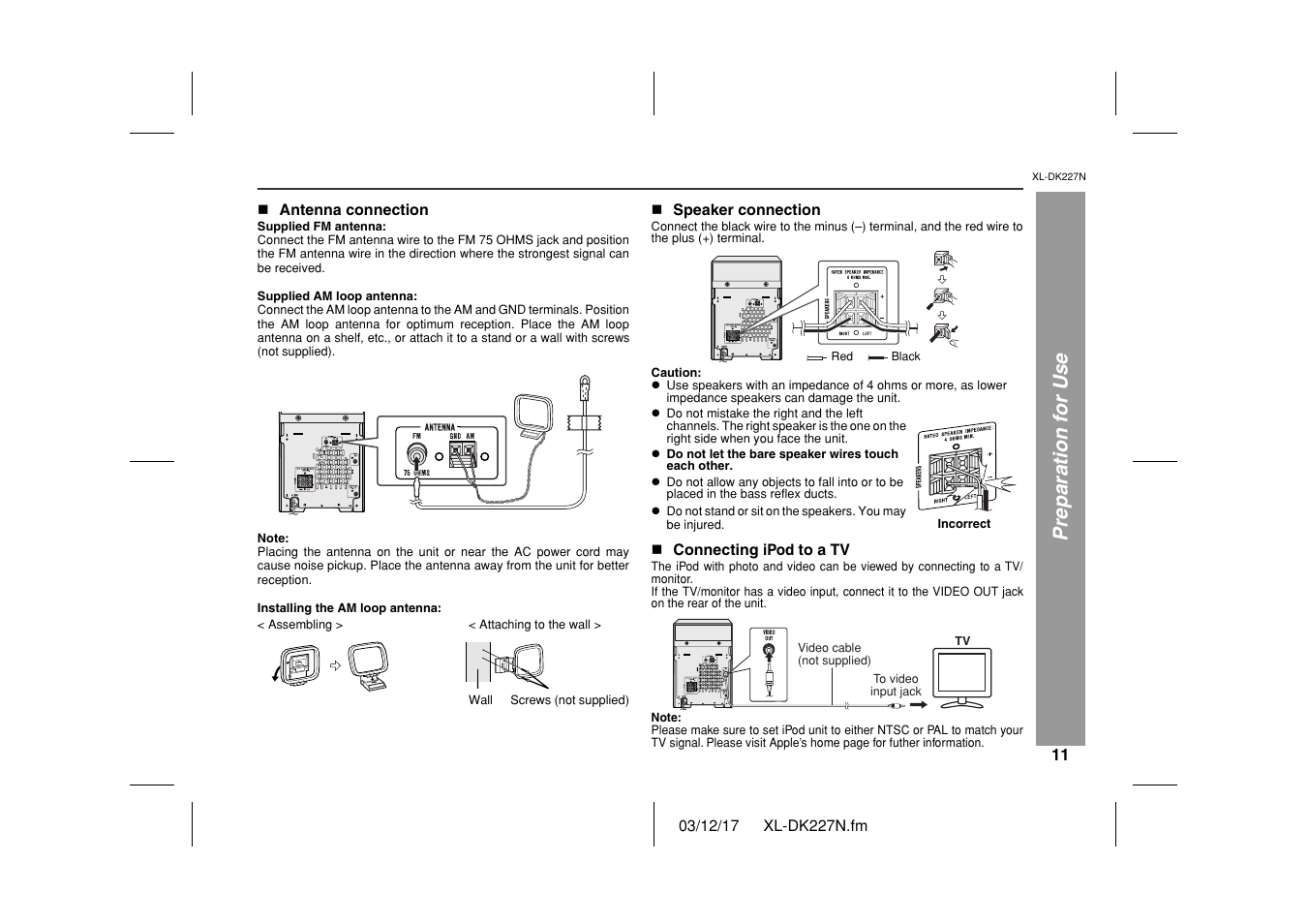 Preparation for use | Sharp XL DK227N User Manual | Page 11 / 36