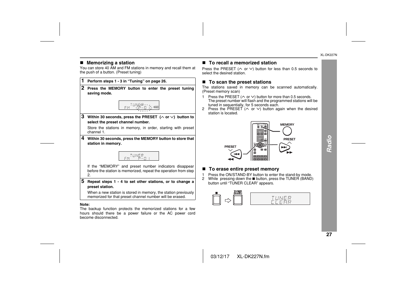 Radio | Sharp XL DK227N User Manual | Page 27 / 36