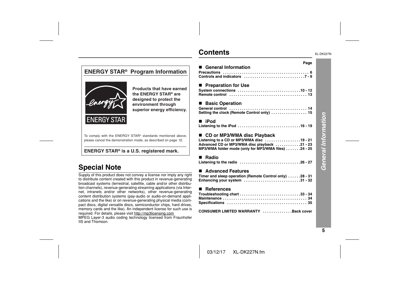 Sharp XL DK227N User Manual | Page 5 / 36