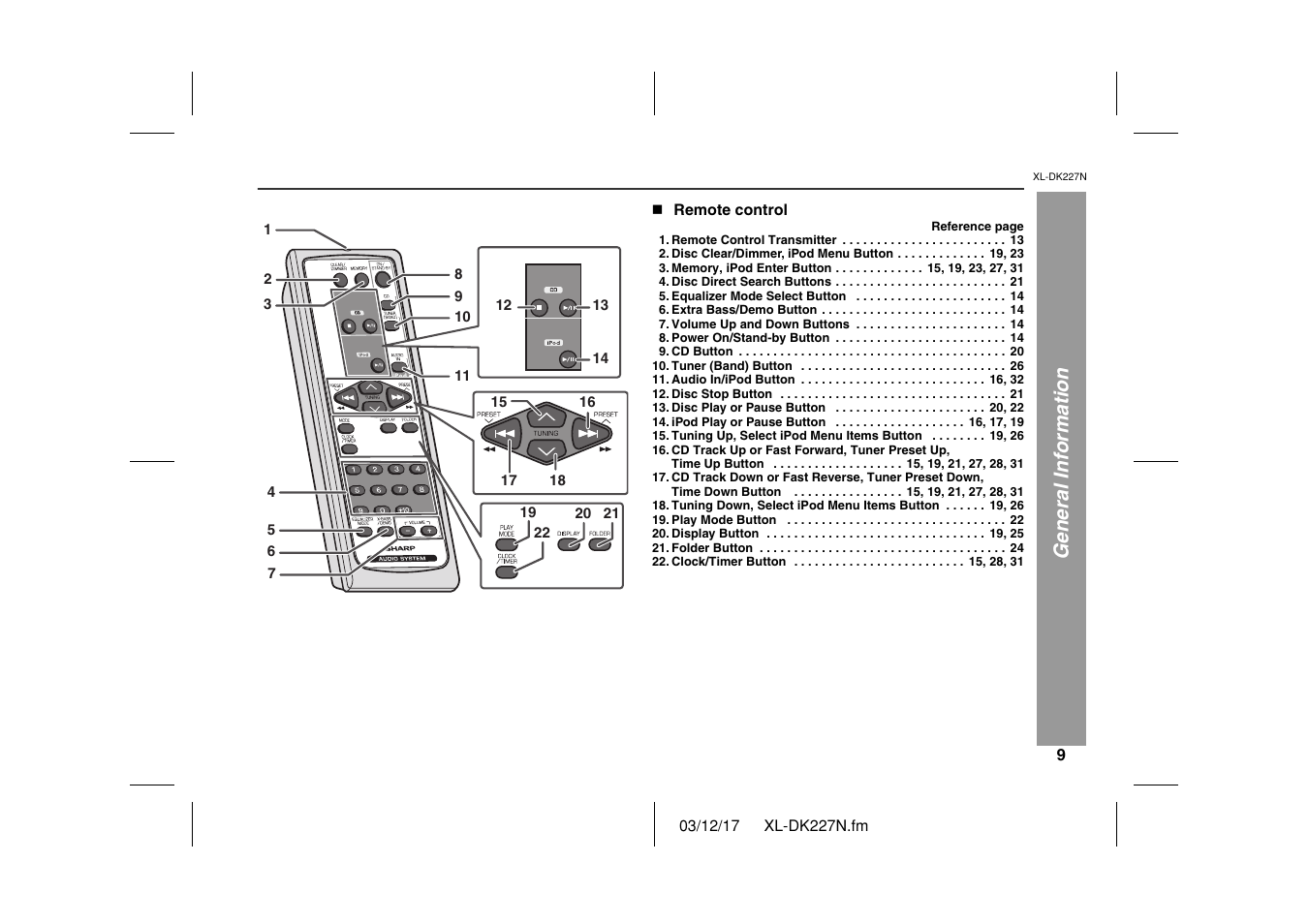 General information | Sharp XL DK227N User Manual | Page 9 / 36