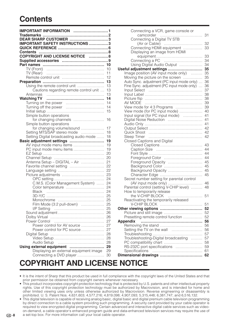 Sharp Aquos LC 37GB5U User Manual | Page 9 / 67