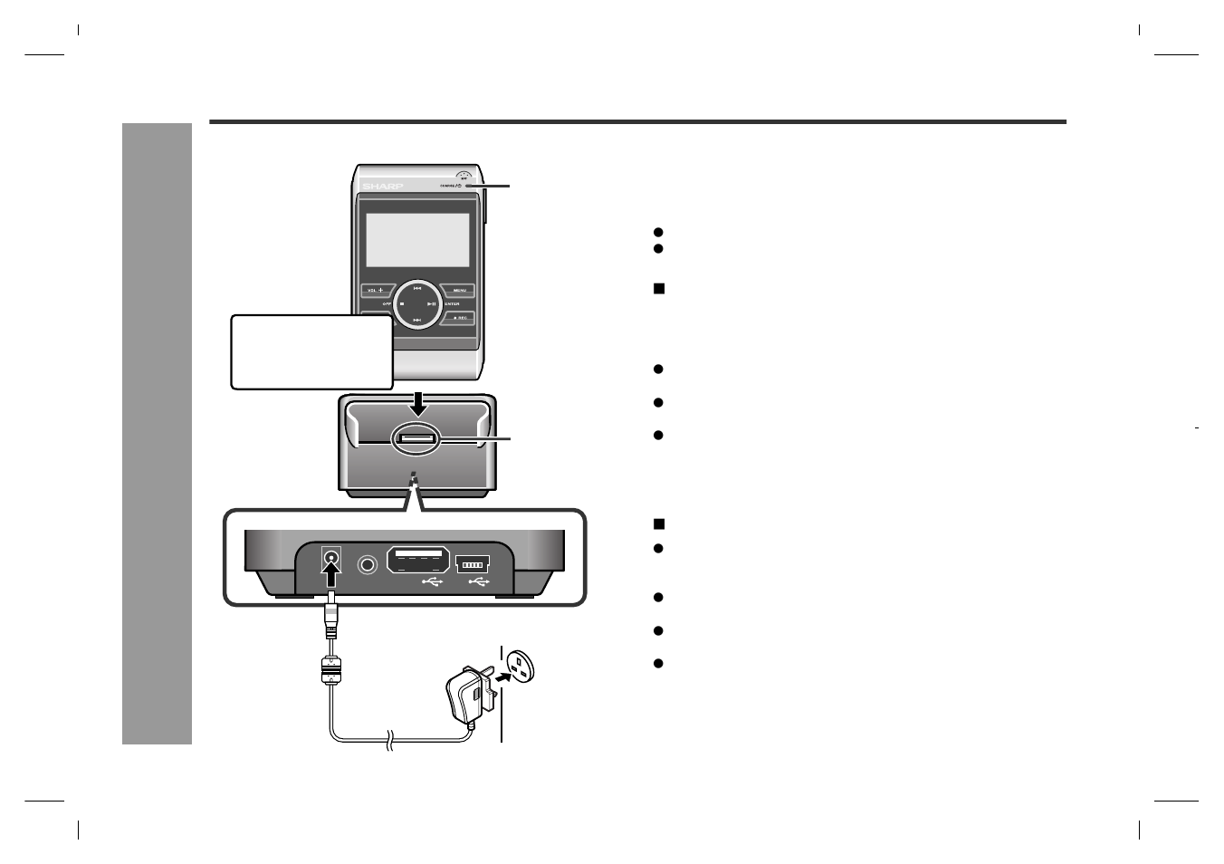 Charging the main unit, Po wer sour ce | Sharp GB201 User Manual | Page 10 / 52