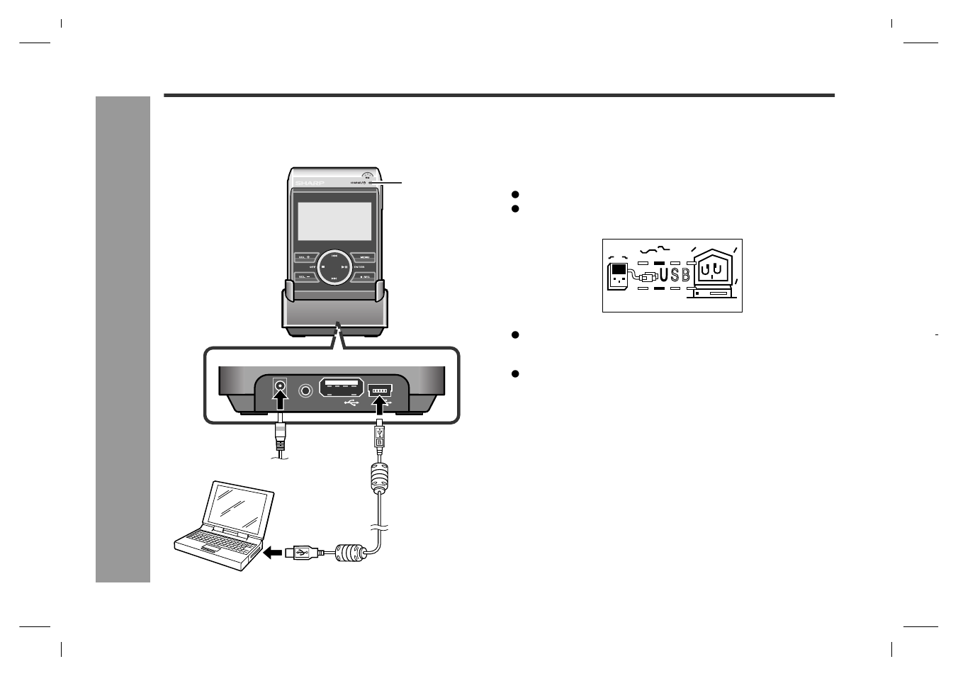 Connecting the unit to a pc, Tran sf er ri ng fr o m pc | Sharp GB201 User Manual | Page 16 / 52