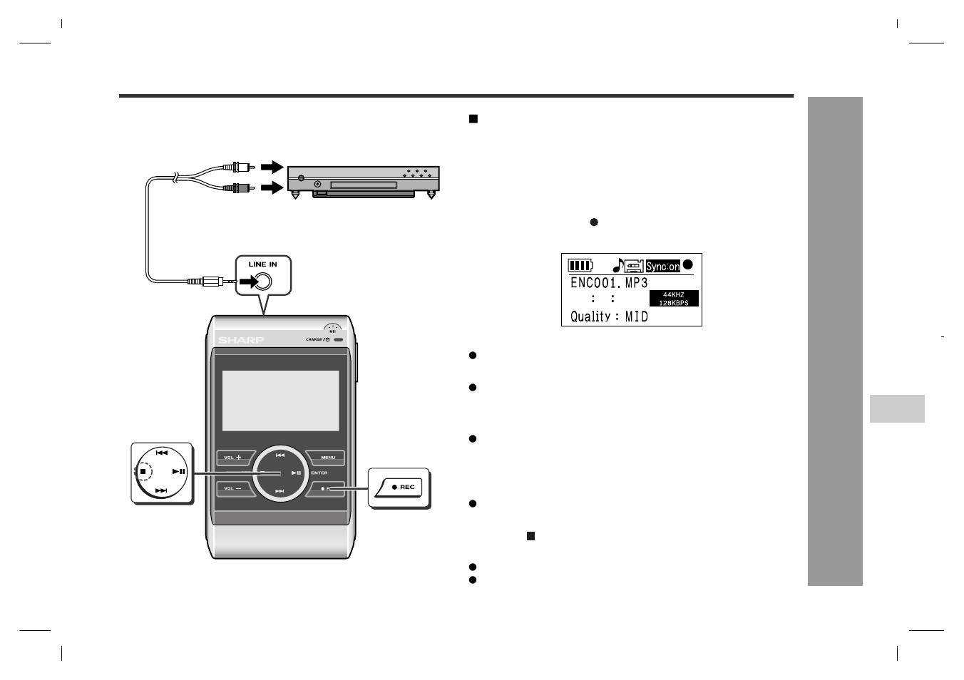 Recording from a cd player, Recor d ing fr om cd | Sharp GB201 User Manual | Page 37 / 52