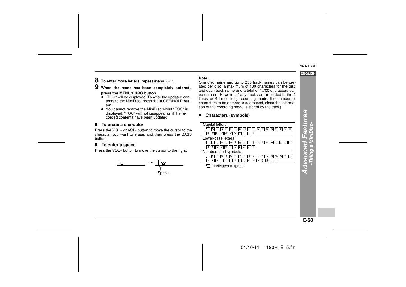 Ad v a nced features | Sharp MD-MT180H User Manual | Page 29 / 45