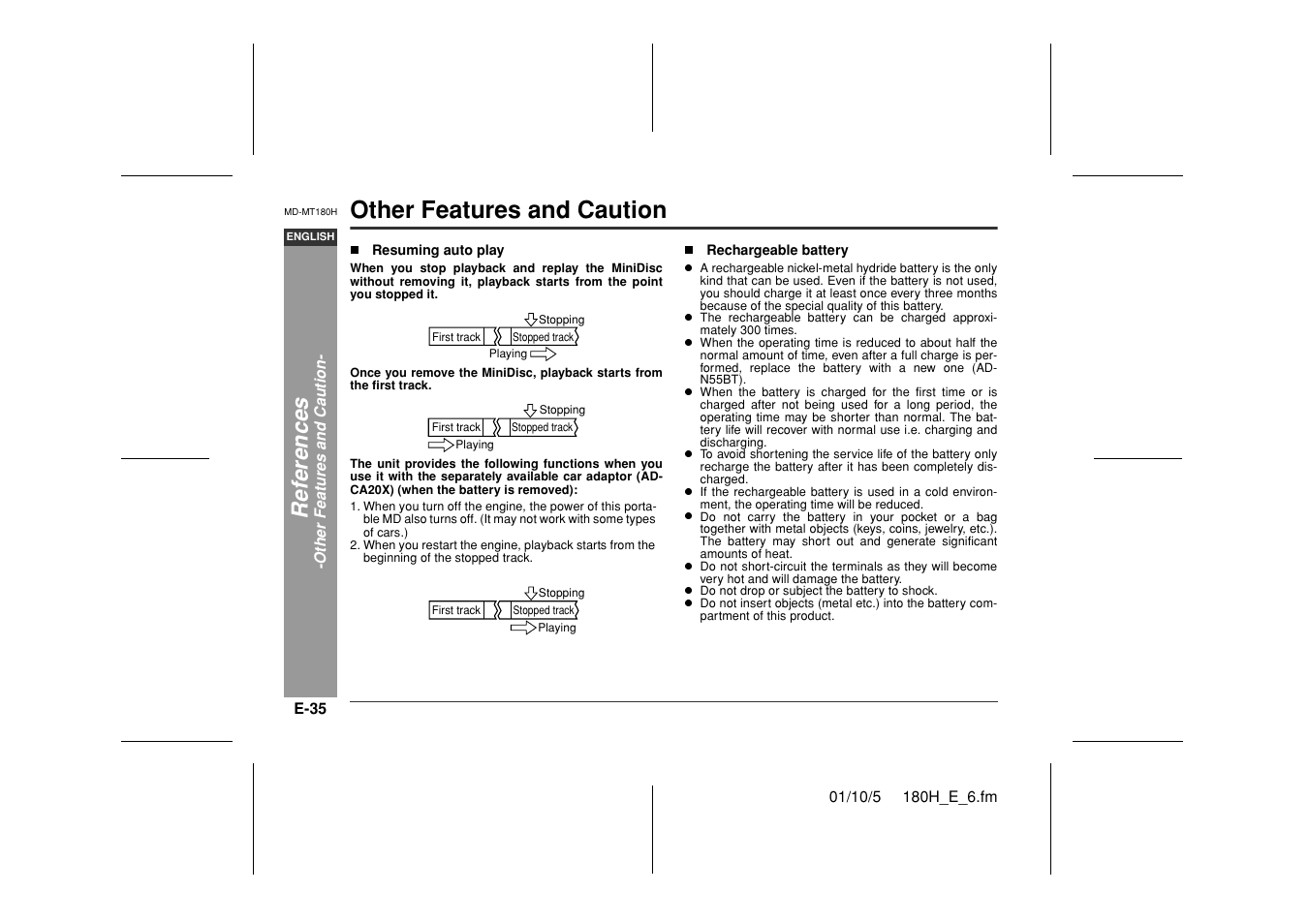 Other features and caution, Ref e rences | Sharp MD-MT180H User Manual | Page 36 / 45