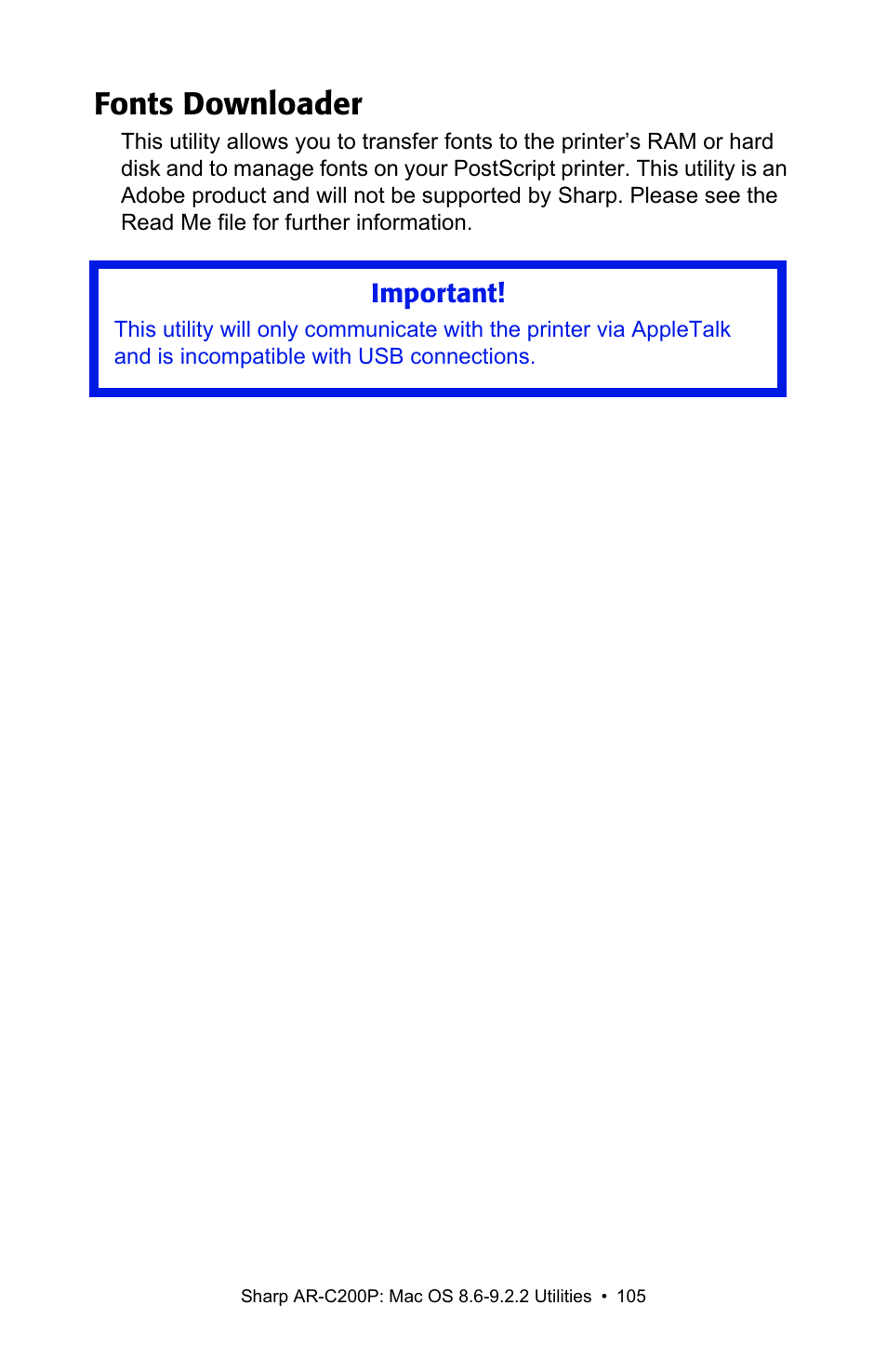 Fonts downloader | Sharp AR-C200P User Manual | Page 105 / 193