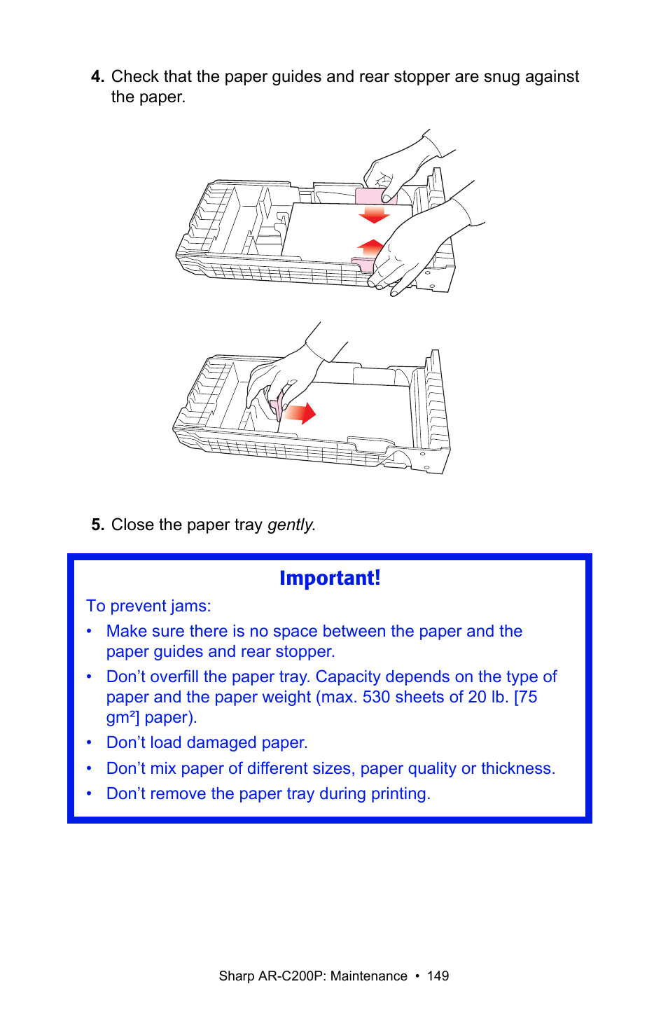 Important | Sharp AR-C200P User Manual | Page 149 / 193