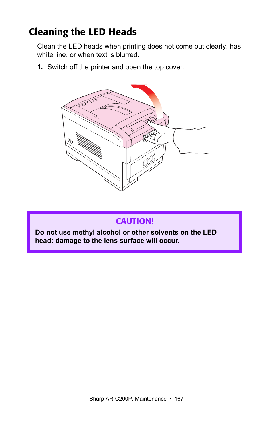 Cleaning the led heads | Sharp AR-C200P User Manual | Page 167 / 193