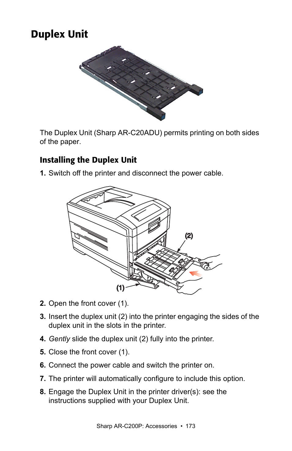 Duplex unit | Sharp AR-C200P User Manual | Page 173 / 193