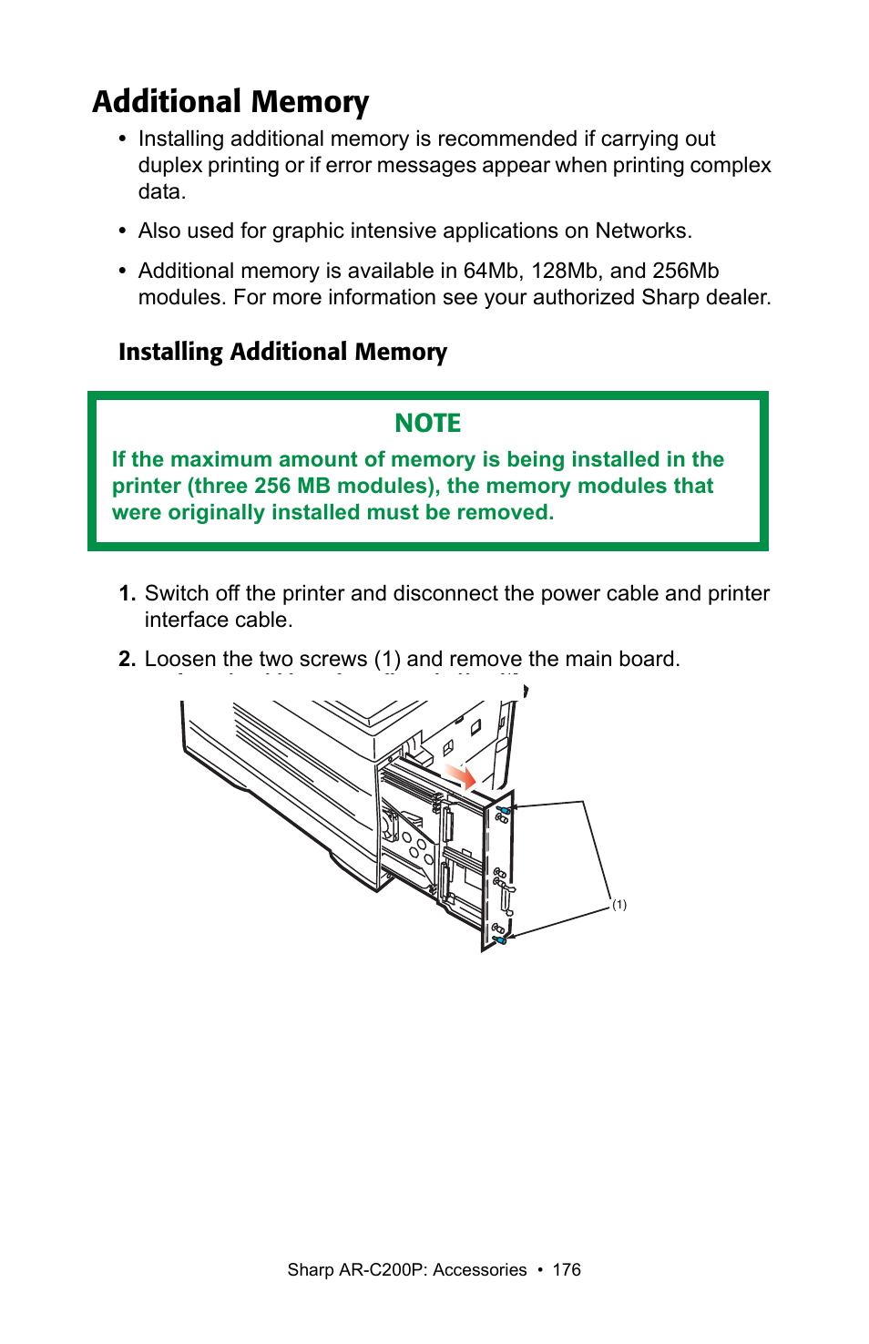 Additional memory | Sharp AR-C200P User Manual | Page 176 / 193