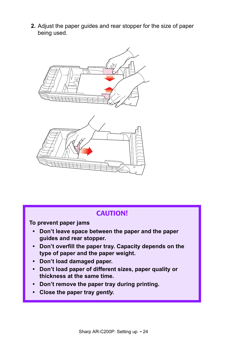 Caution | Sharp AR-C200P User Manual | Page 24 / 193