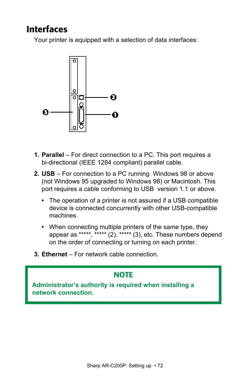 Interfaces | Sharp AR-C200P User Manual | Page 72 / 193